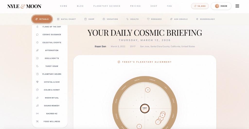 Daily Cosmic Briefing with planetary alignment