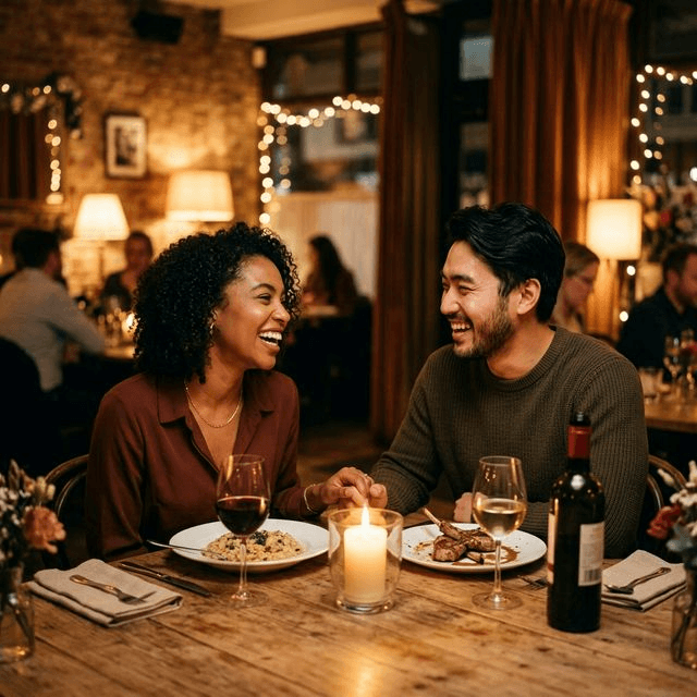 Couple enjoying a romantic dinner date