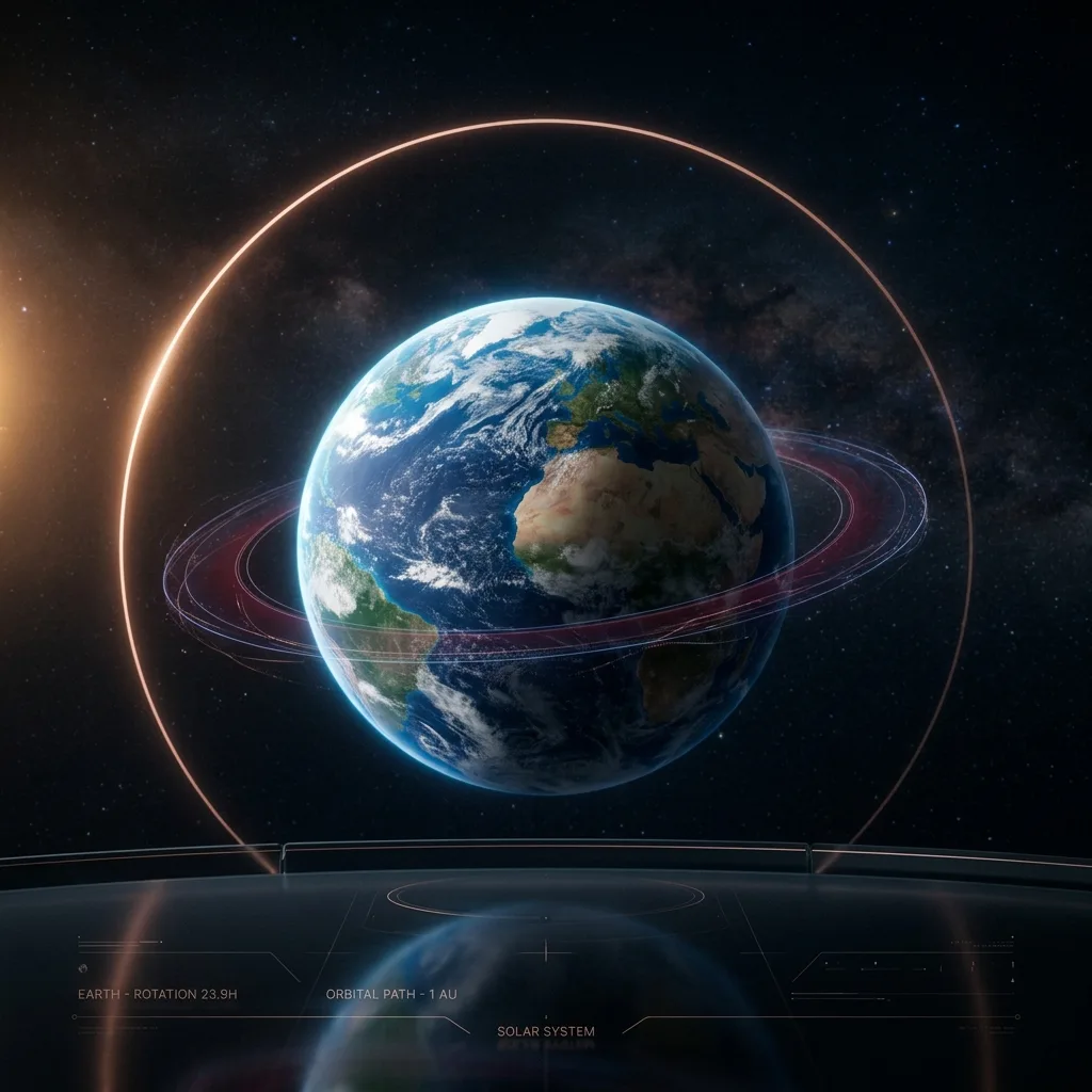 Earth Dual Motion: orbit and rotation visualized